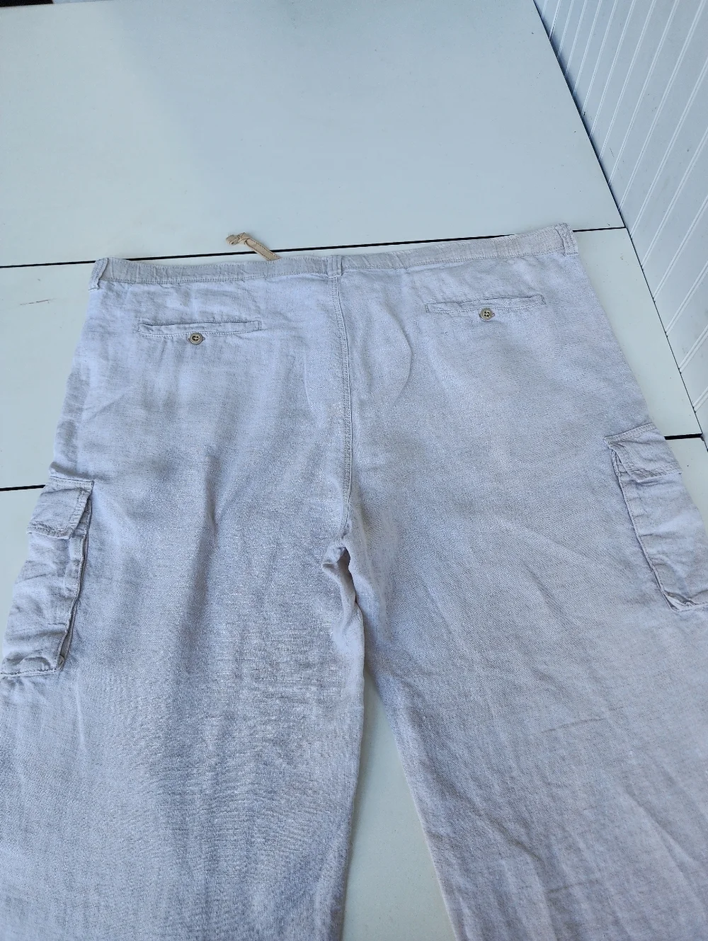 Tommy Bahama Relax Cargo Pants Mens Beige Cream Lightweight 100% Linen XL